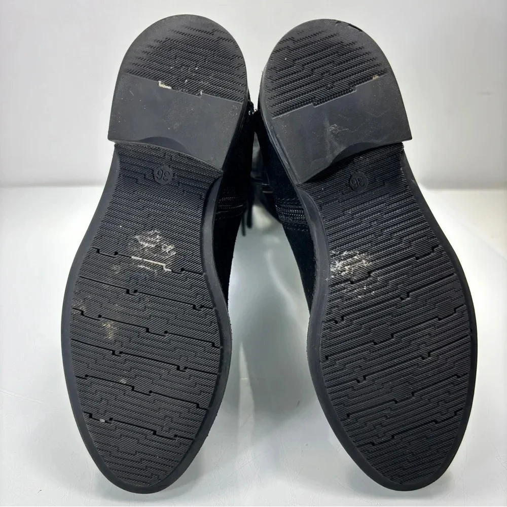 Miz Mooz Black Suede Over The Knee Side Zip Slip On Flat Boots Size 36
